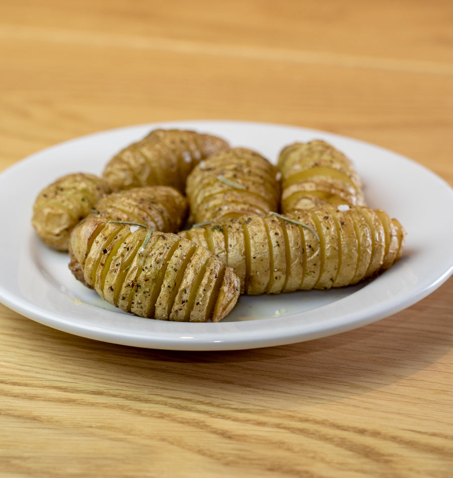 Hasselback Fingerling Potatoes with Rosemary Emulsion – West Coast Seeds