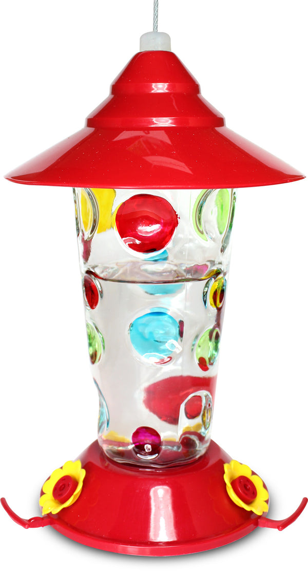 Glass Hummingbird Feeder with Dots 503ml (17oz)